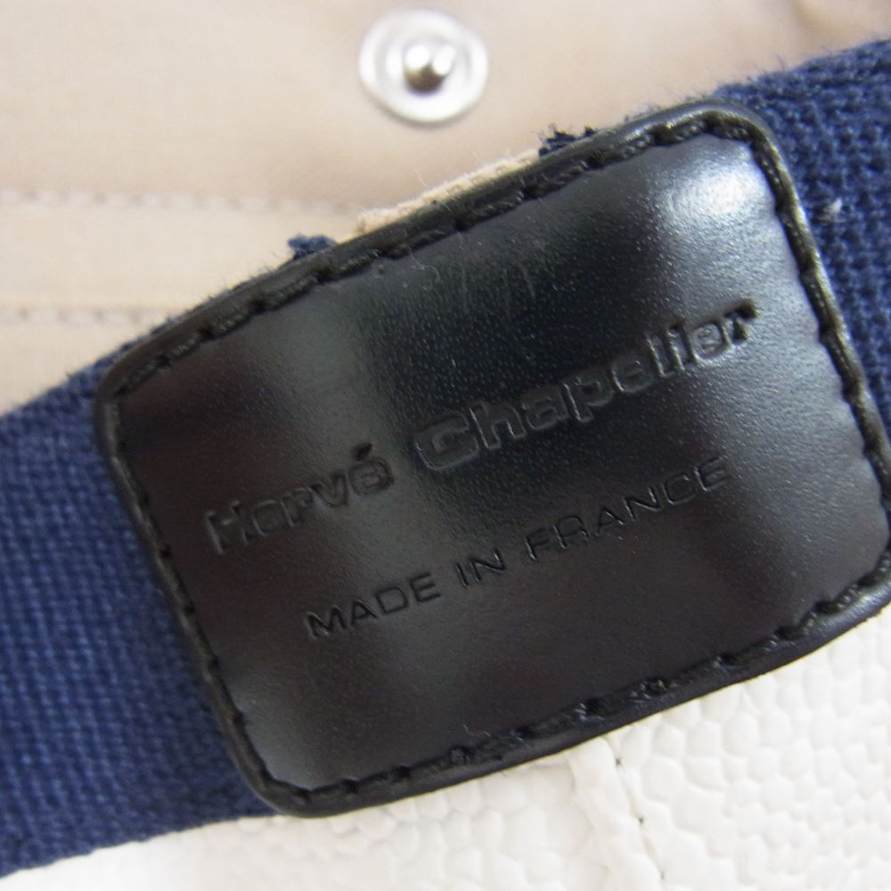 Herve Chapelier エルベ・シャプリエ 701GP ブラン×ネイビー トートバッグ ハンドバッグ ホワイト系【中古】