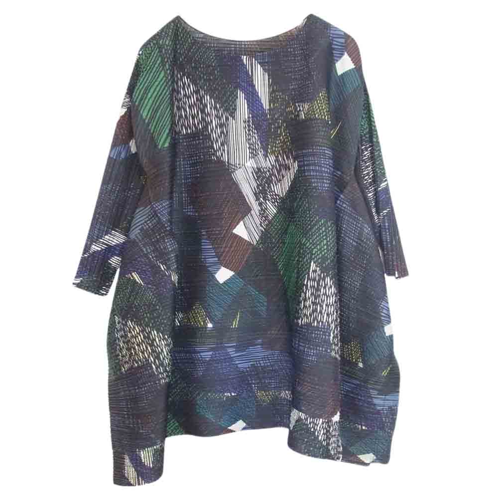 PLEATS PLEASE プリーツプリーズ イッセイミヤケ 20AW PP03-JT672 ANDANTE DRESS 横プリーツ 総柄 変形 フレア トップス ブラック系 3【中古】