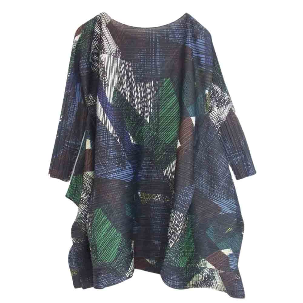 PLEATS PLEASE プリーツプリーズ イッセイミヤケ 20AW PP03-JT672 ANDANTE DRESS 横プリーツ 総柄 変形 フレア トップス ブラック系 3【中古】