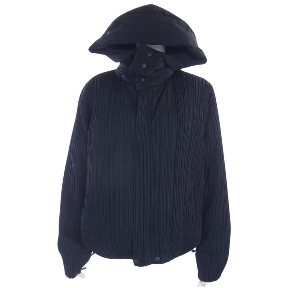PLEATS PLEASE プリーツプリーズ イッセイミヤケ プリーツ加工 フード着脱可能 ダウンジャケット ブラック系 サイズ表記無【中古】