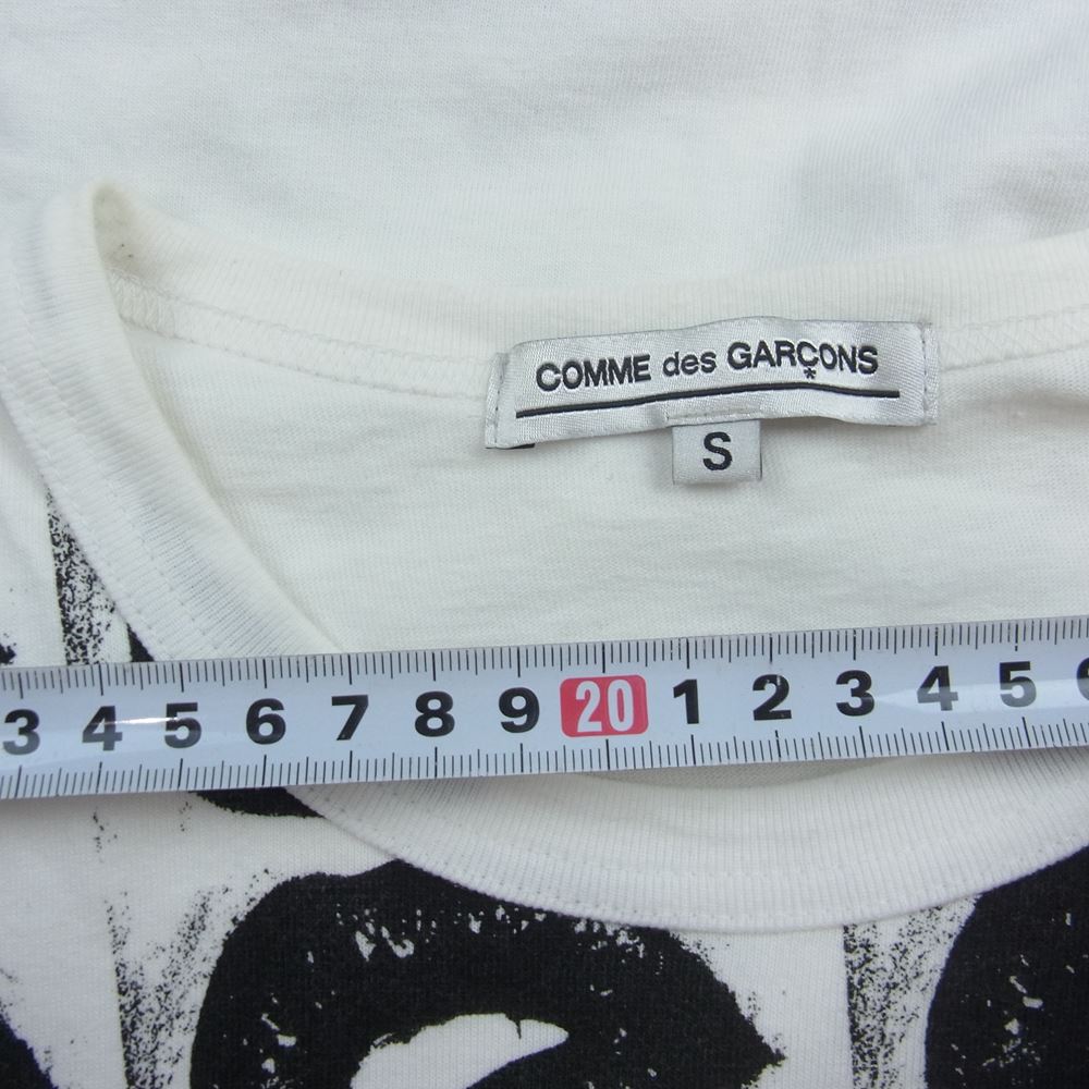 COMME des GARCONS コムデギャルソン OF-T001 本ライン AD2020 森山大道 唇プリント キャット 半袖 Tシャツ ホワイト系 S【中古】