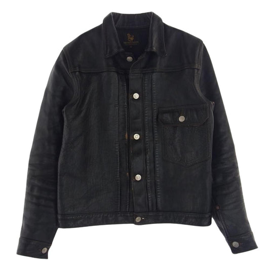 FINE CREEK LEATHERS ファインクリークレザー Richmond 茶芯 経年 リッチモンド ホースハイド レザー ジャケット ブラック系 36【中古】
