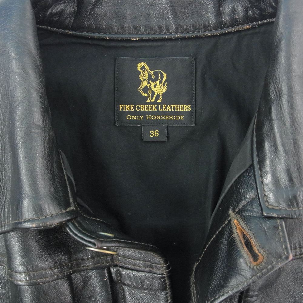 FINE CREEK LEATHERS ファインクリークレザー Richmond 茶芯 経年 リッチモンド ホースハイド レザー ジャケット ブラック系 36【中古】
