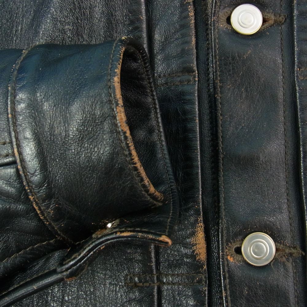 FINE CREEK LEATHERS ファインクリークレザー Richmond 茶芯 経年 リッチモンド ホースハイド レザー ジャケット ブラック系 36【中古】
