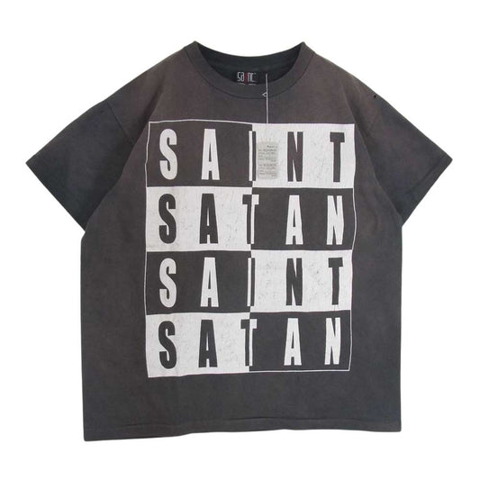 SAINT MICHAEL セントマイケル 23SS SM-S23-0000-008 MIGHTY DEVILS マイティー デビルズ ヴィンテージ加工 プリント 半袖 Tシャツ グレー系 L【極上美品】【中古】