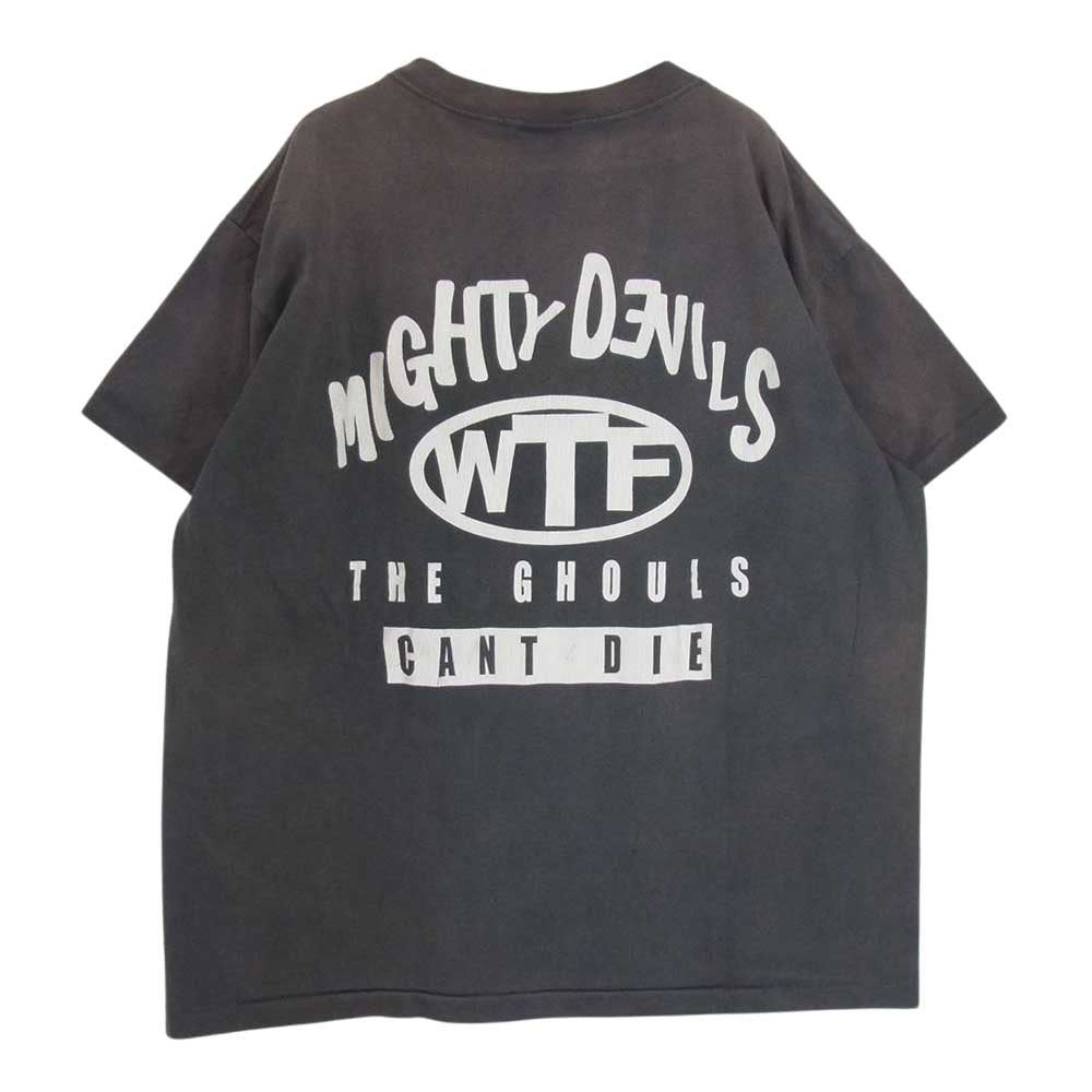 SAINT MICHAEL セントマイケル 23SS SM-S23-0000-008 MIGHTY DEVILS マイティー デビルズ ヴィンテージ加工 プリント 半袖 Tシャツ グレー系 L【極上美品】【中古】
