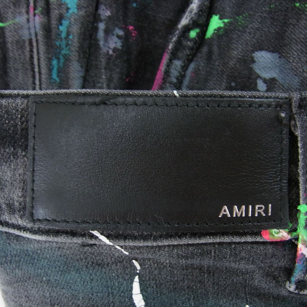 アミリ RN150712 クラッシュ ペイント ペンキ加工 スキニー デニム パンツ ブラック系 28【中古】