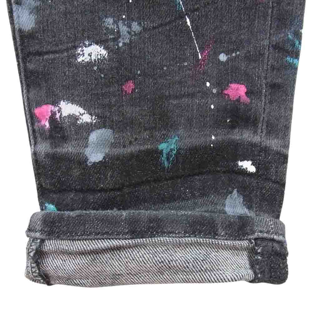 アミリ RN150712 クラッシュ ペイント ペンキ加工 スキニー デニム パンツ ブラック系 28【中古】