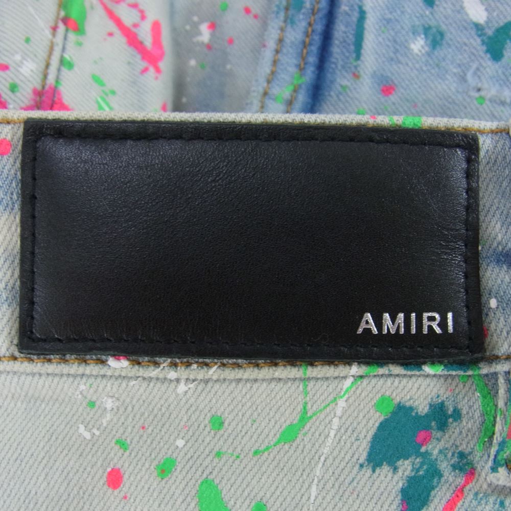 アミリ RN150712 クラッシュ ペイント ペンキ加工 スキニー デニム パンツ ユーズドブルー インディゴブルー系 30【中古】
