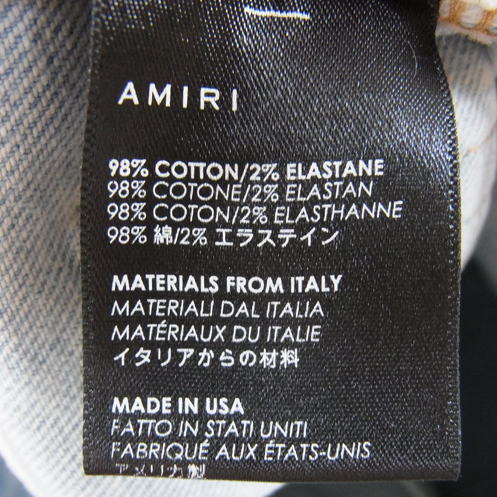 アミリ RN150712 クラッシュ ペイント ペンキ加工 スキニー デニム パンツ ユーズドブルー インディゴブルー系 30【中古】