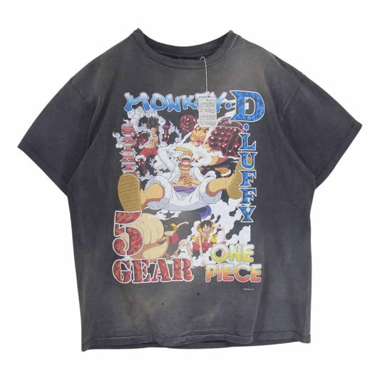 SAINT MICHAEL セントマイケル 23AW SM-A23-0000-C27 ONE PIECE SS Tee ワンピース ヴィンテージ加工 プリント 半袖 Tシャツ チャコール系 L【極上美品】【中古】