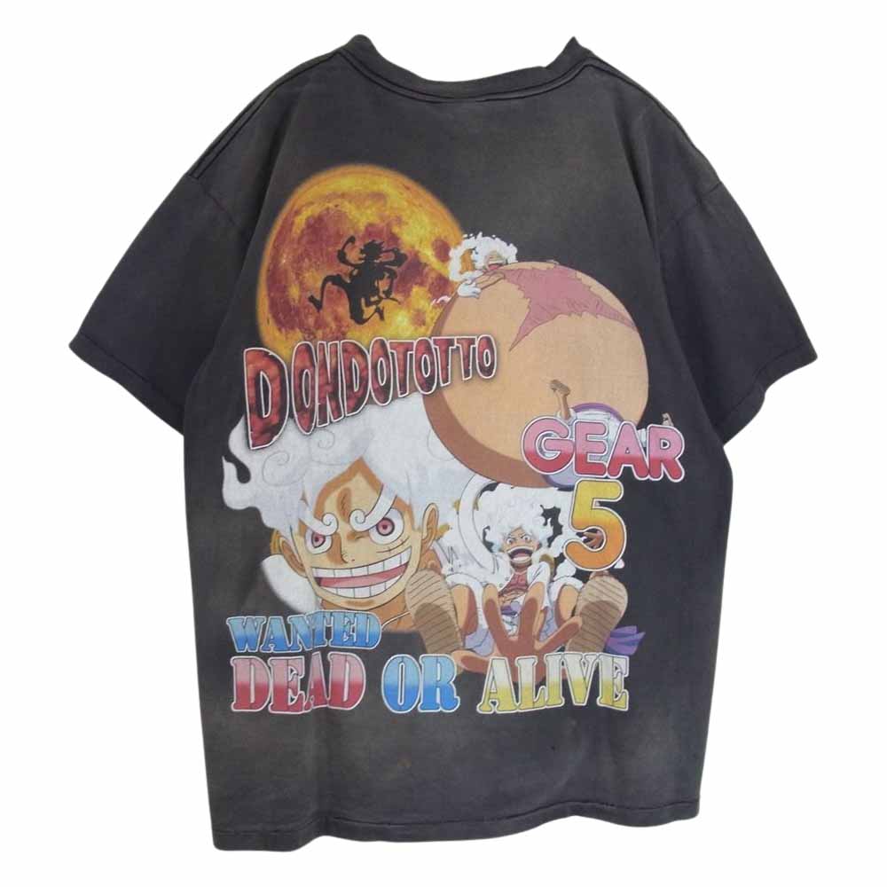 SAINT MICHAEL セントマイケル 23AW SM-A23-0000-C27 ONE PIECE SS Tee ワンピース ヴィンテージ加工 プリント 半袖 Tシャツ チャコール系 L【極上美品】【中古】