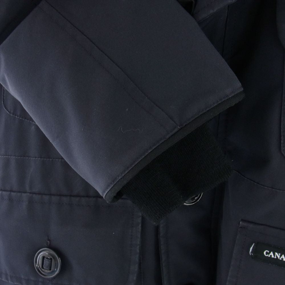 CANADA GOOSE カナダグース 2301JM サザビータグ RUSSELL PARKA ラッセル パーカ ロゴワッペン フーディー ダウン ジャケット ダークネイビー系 S【中古】
