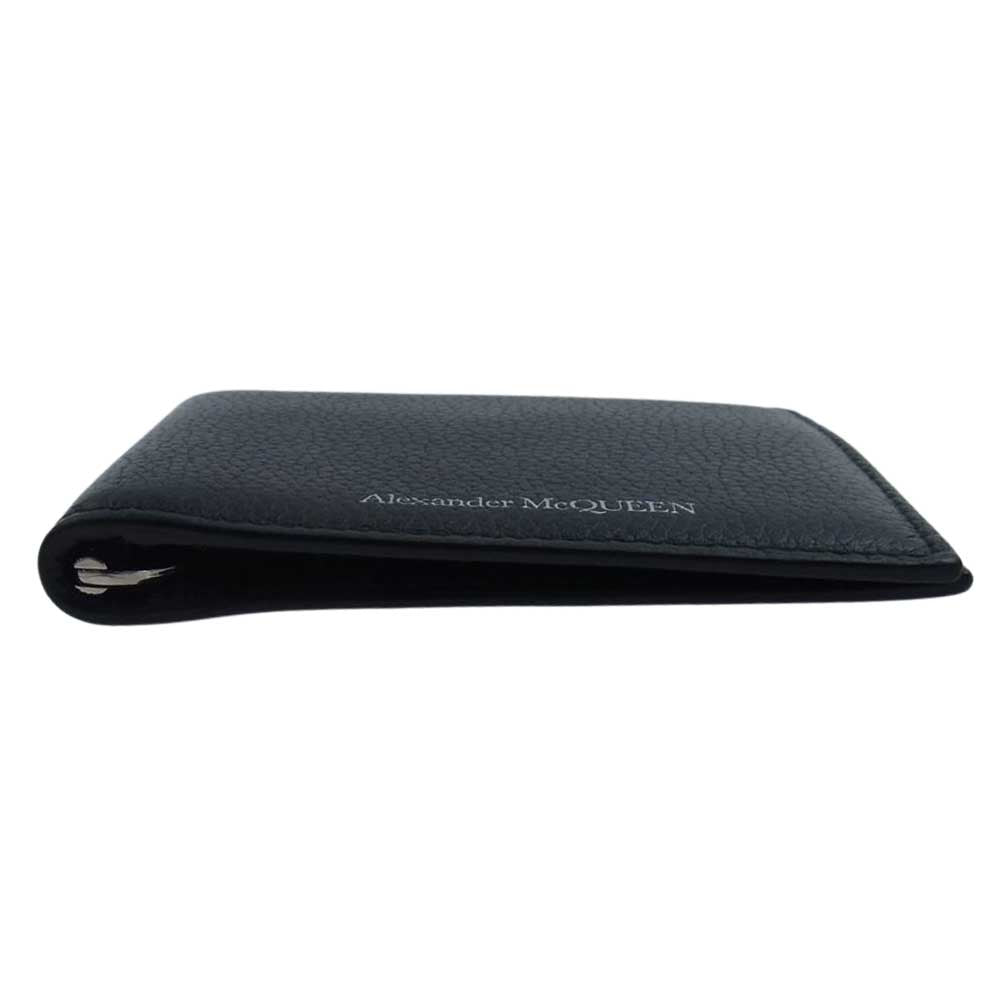 Alexander McQueen アレキサンダーマックイーン レザー カードケース マネークリップ 名刺入れ ロゴ ブラック系【中古】