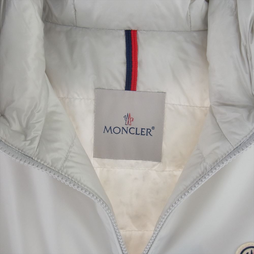 MONCLER モンクレール NECKER GIUBBOTTO 袖トリコロール フード フルジップ ダウンジャケット アイボリー系 3【中古】