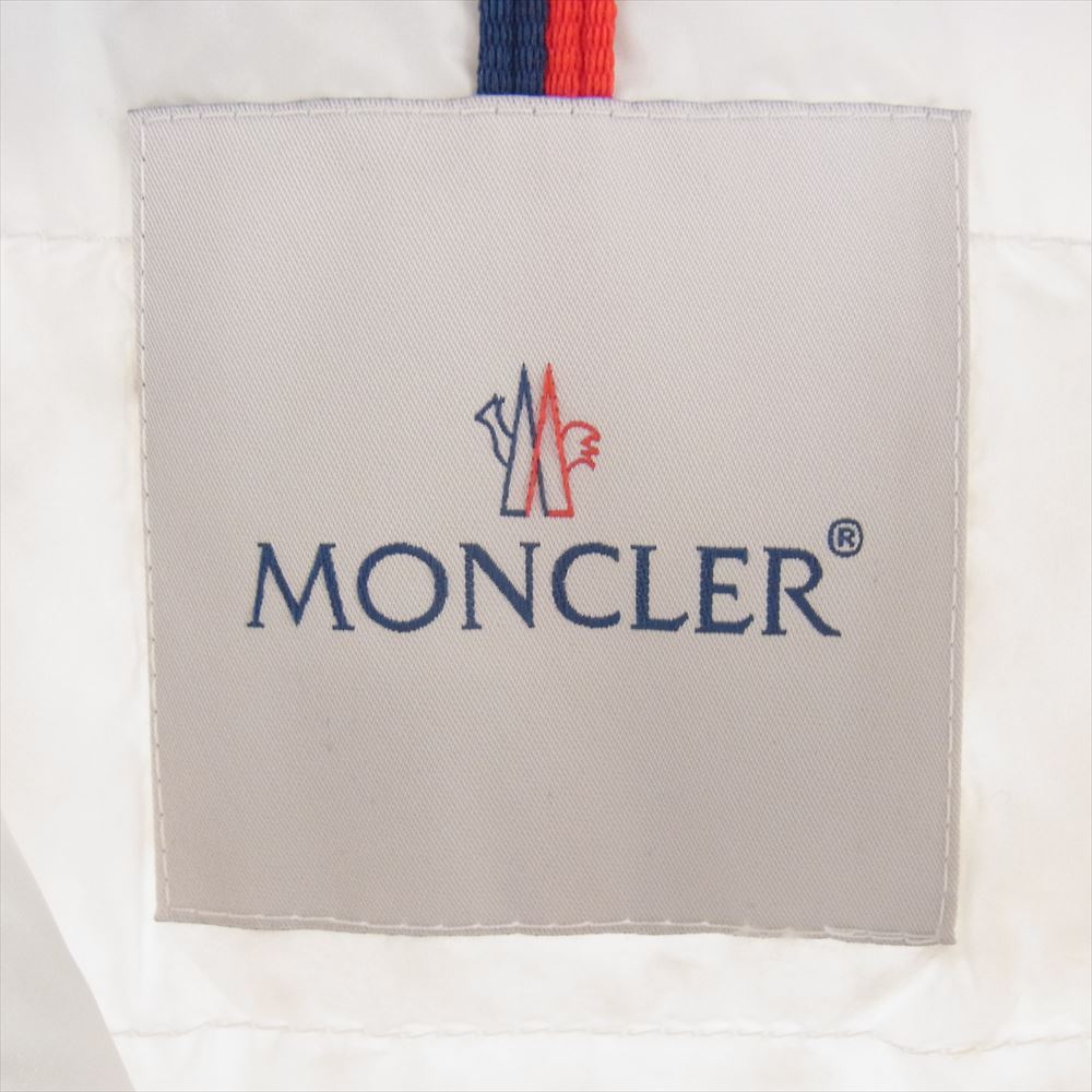 MONCLER モンクレール NECKER GIUBBOTTO 袖トリコロール フード フルジップ ダウンジャケット アイボリー系 3【中古】