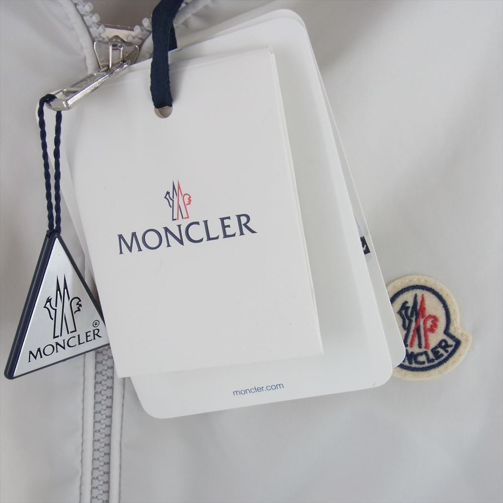 MONCLER モンクレール NECKER GIUBBOTTO 袖トリコロール フード フルジップ ダウンジャケット アイボリー系 3【中古】