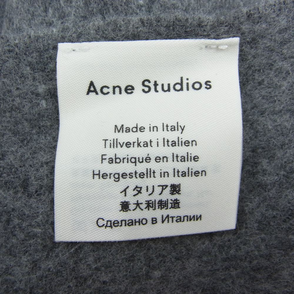 ACNE STUDIOS アクネストゥディオズ フリンジ ウール ロング マフラー ロゴ グレー系【中古】
