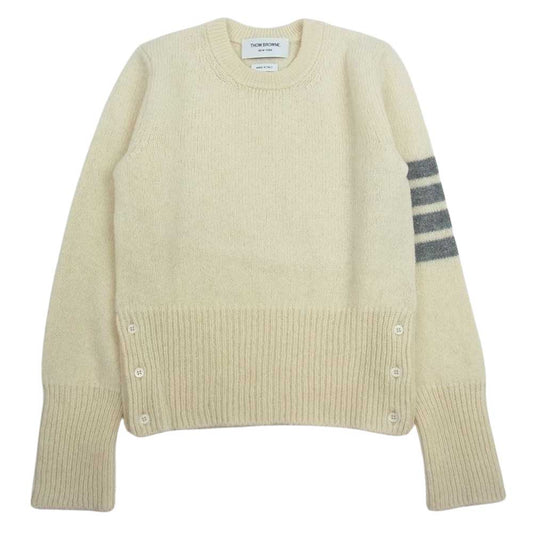 THOM BROWNE トムブラウン FKA286A-01085100 White Shetland Wool Jersey Classic Crewneck ホワイト シェトランド ウール ジャージー クラシック クルーネック ニット セーター ホワイト系 38【中古】