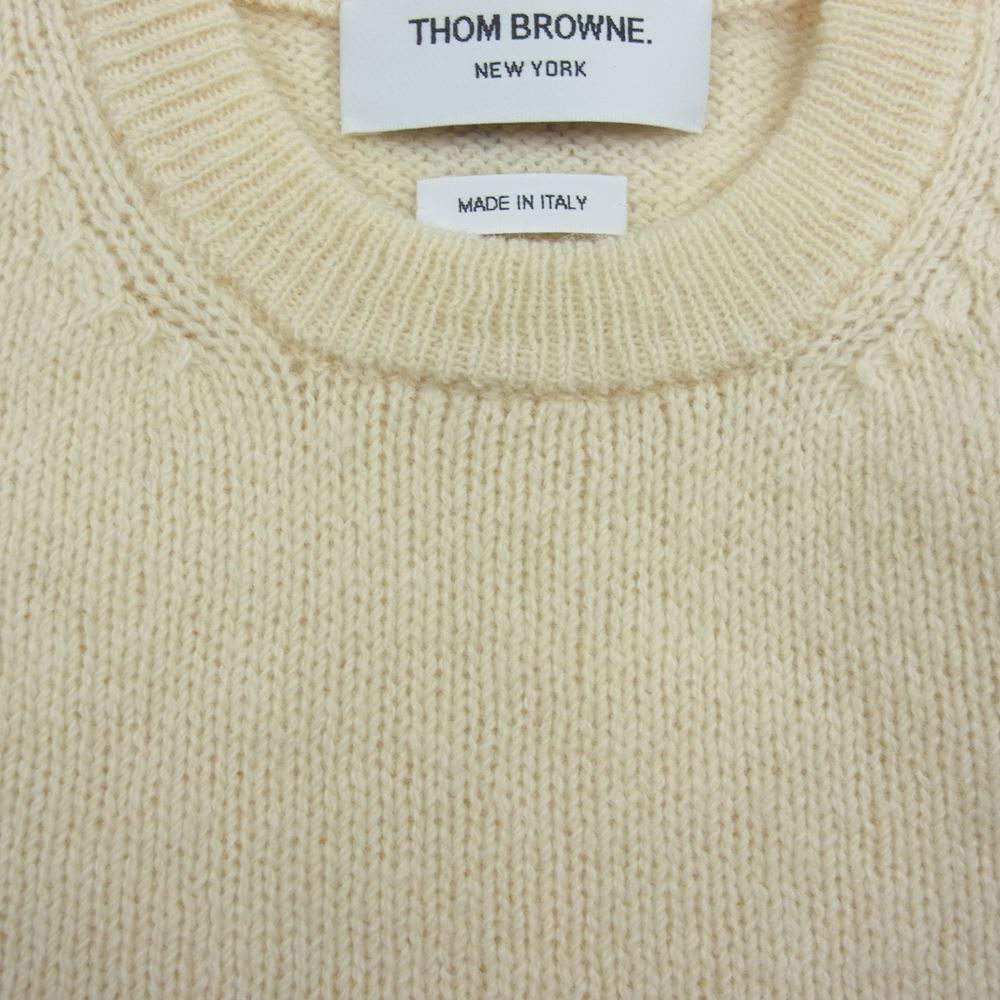 THOM BROWNE トムブラウン FKA286A-01085100 White Shetland Wool Jersey Classic Crewneck ホワイト シェトランド ウール ジャージー クラシック クルーネック ニット セーター ホワイト系 38【中古】