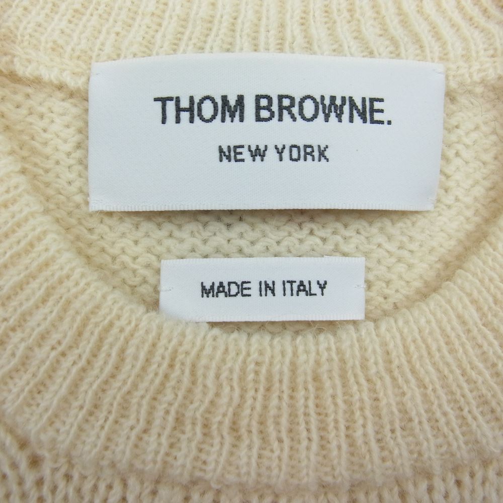 THOM BROWNE トムブラウン FKA286A-01085100 White Shetland Wool Jersey Classic Crewneck ホワイト シェトランド ウール ジャージー クラシック クルーネック ニット セーター ホワイト系 38【中古】
