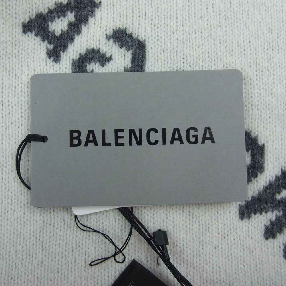 BALENCIAGA バレンシアガ 22AW 633719 T1567 ジャガード ロゴ総柄 ロング マフラー グレー系【中古】