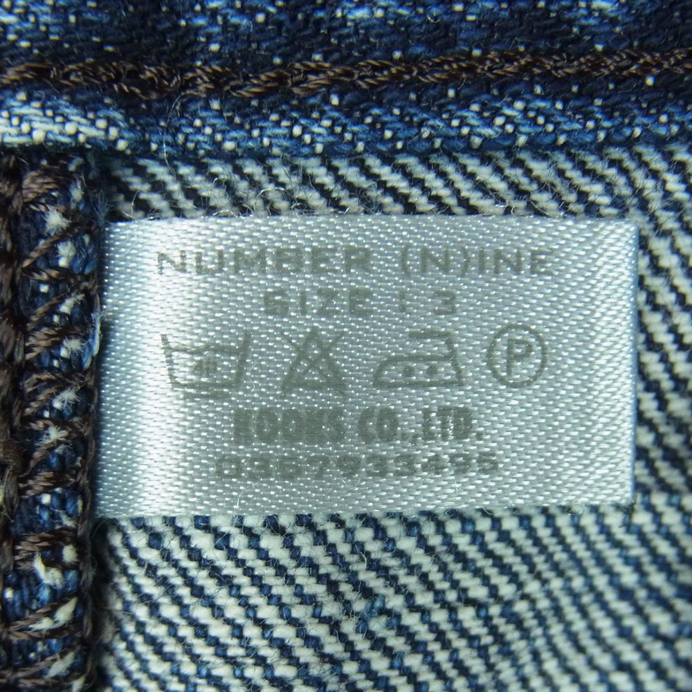 NUMBER(N)INE ナンバーナイン ウォッシュ加工 ストレート デニム パンツ コットン 日本製 インディゴブルー系 3【中古】