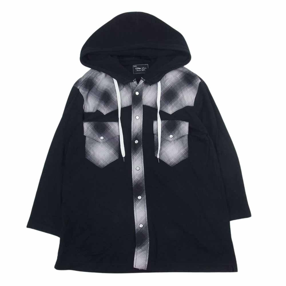 NUMBER(N)INE ナンバーナイン 07SS ABOUT A BOY期 宮下貴裕 本人期 七分袖 フード付き チェック ウエスタン シャツ ブラック系 3【中古】
