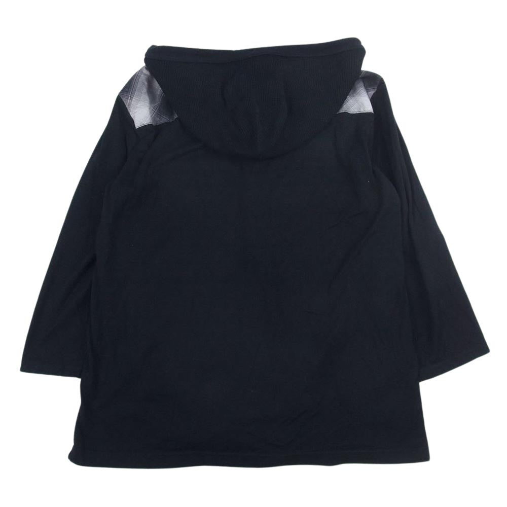 NUMBER(N)INE ナンバーナイン 07SS ABOUT A BOY期 宮下貴裕 本人期 七分袖 フード付き チェック ウエスタン シャツ ブラック系 3【中古】