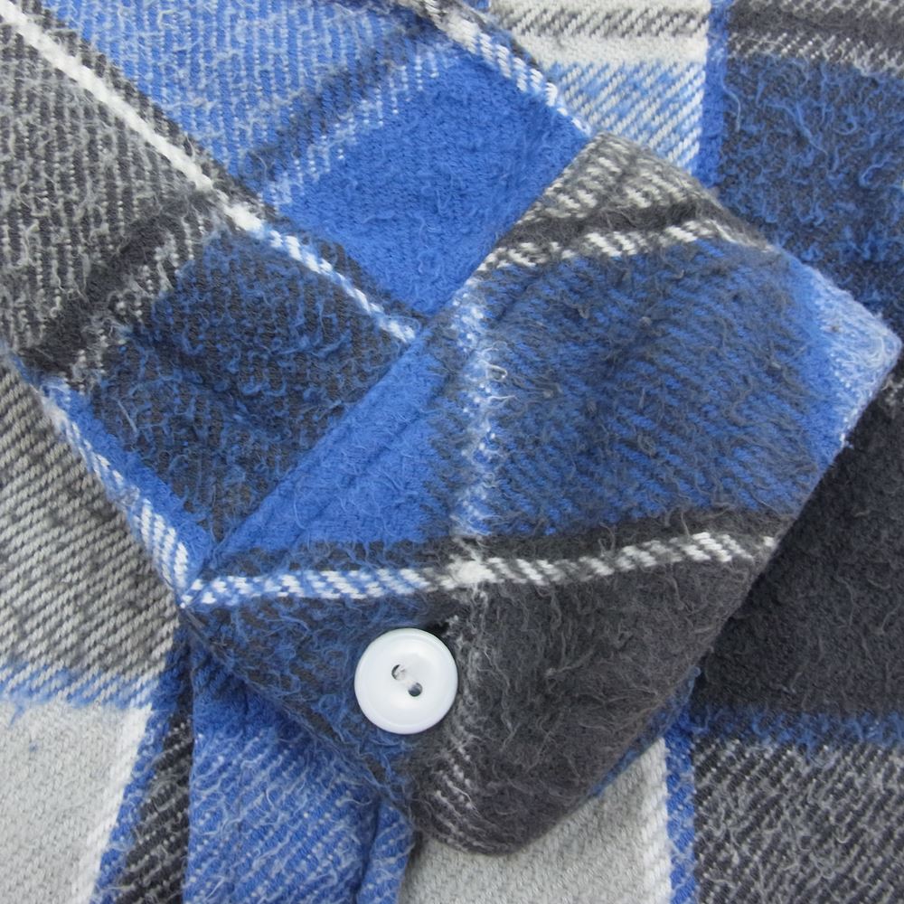 NUMBER(N)INE ナンバーナイン ハイストリート期 宮下貴裕 本人期 THS刺繍 ネップ加工 チェック フランネル 長袖シャツ ブルー ブルー系 3【中古】