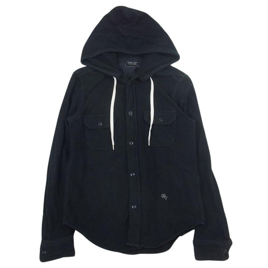 NUMBER(N)INE ナンバーナイン 05AW ハイストリート期 宮下貴裕 本人期 THS刺繍 ネップ加工 フランネル フード付き 長袖シャツ  ブラック系 3【中古】