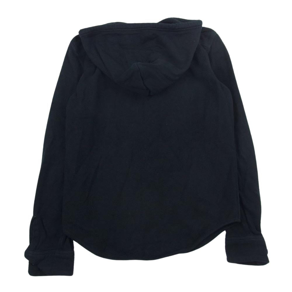 NUMBER(N)INE ナンバーナイン 05AW ハイストリート期 宮下貴裕 本人期 THS刺繍 ネップ加工 フランネル フード付き 長袖シャツ  ブラック系 3【中古】