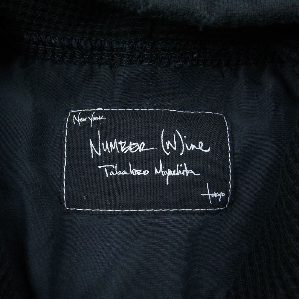 NUMBER(N)INE ナンバーナイン 05AW ハイストリート期 宮下貴裕 本人期 THS刺繍 ネップ加工 フランネル フード付き 長袖シャツ  ブラック系 3【中古】