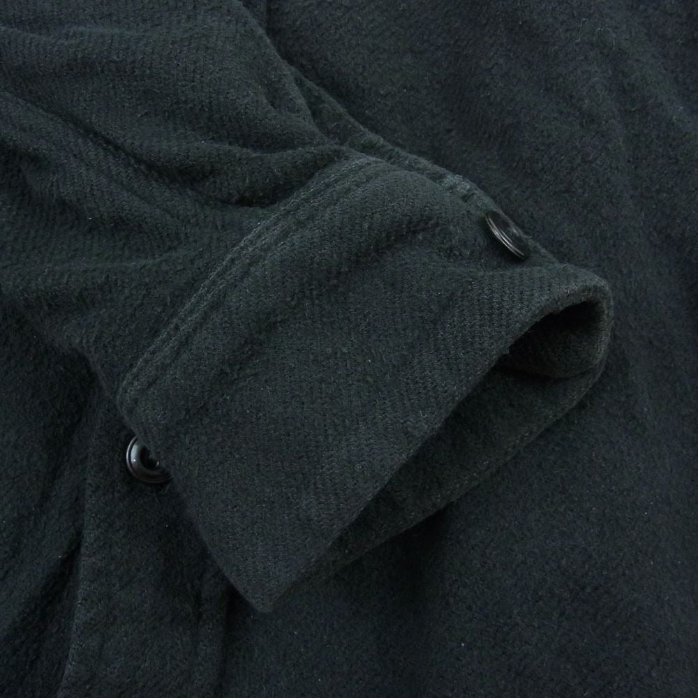 NUMBER(N)INE ナンバーナイン 05AW ハイストリート期 宮下貴裕 本人期 THS刺繍 ネップ加工 フランネル フード付き 長袖シャツ  ブラック系 3【中古】