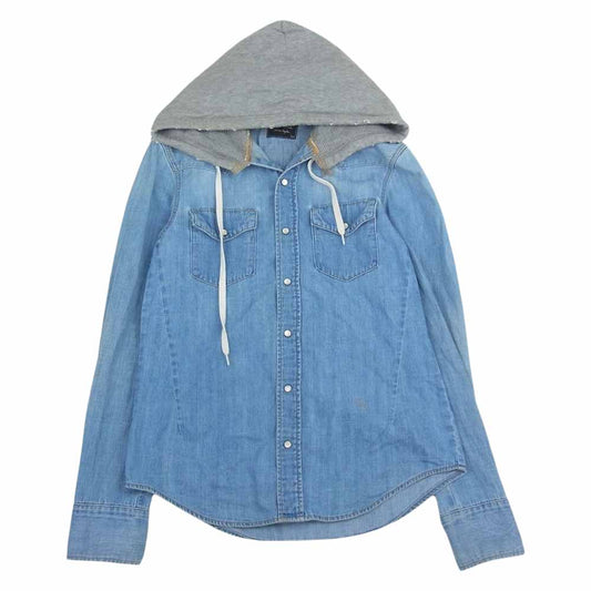 NUMBER(N)INE ナンバーナイン ハイストリート期 宮下貴裕 本人期 THS刺繍 フード付き デニム 長袖シャツ インディゴブルー系【中古】