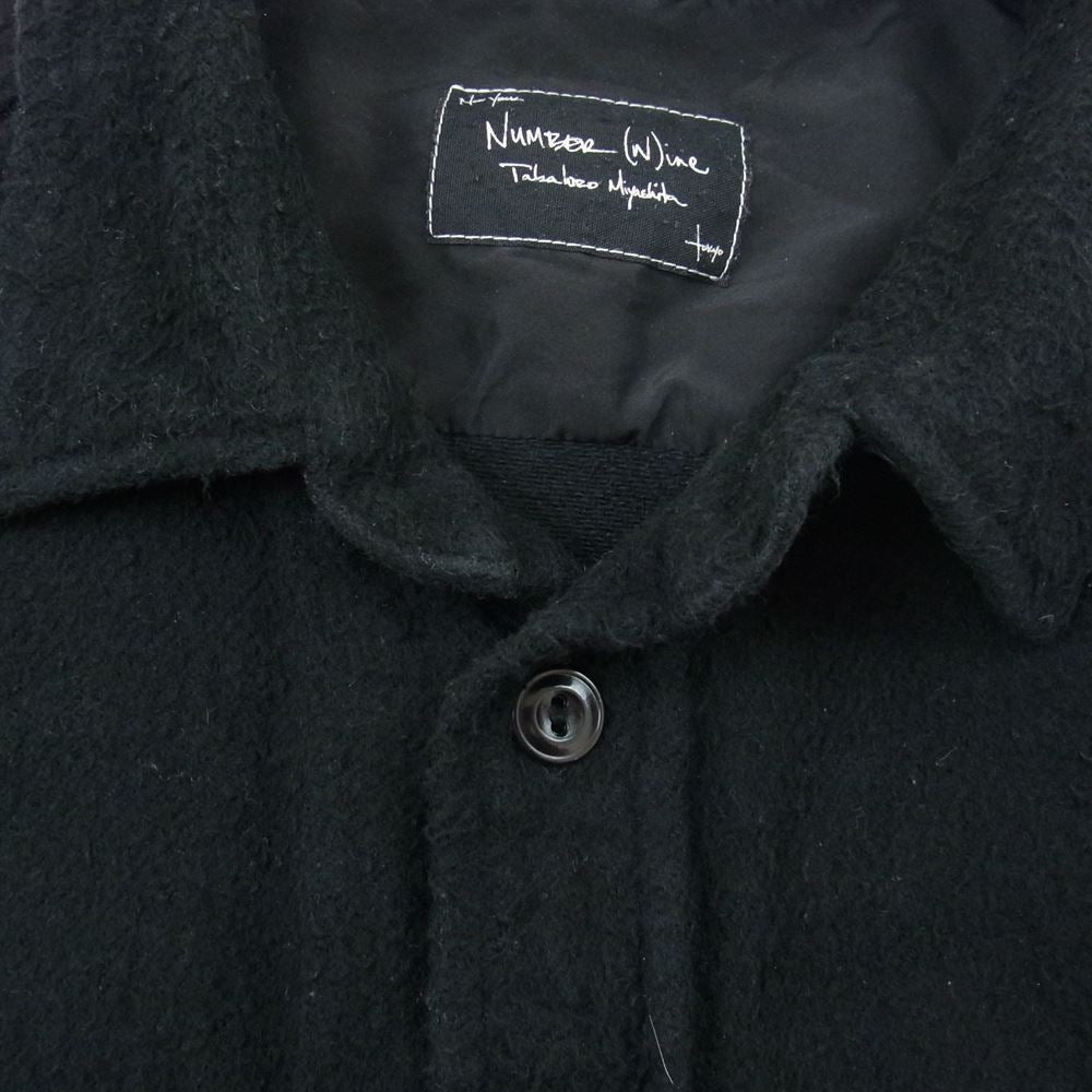 NUMBER(N)INE ナンバーナイン 05AW ハイストリート期 宮下貴裕 本人期 THS刺繍 ネップ加工 フランネル 長袖シャツ  ブラック系 3【中古】