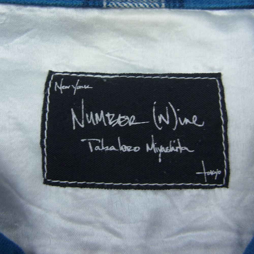 NUMBER(N)INE ナンバーナイン 03AW カート期 宮下貴裕 本人期 転写 プリントチェック ネルシャツ 長袖 ブルー系 3【中古】