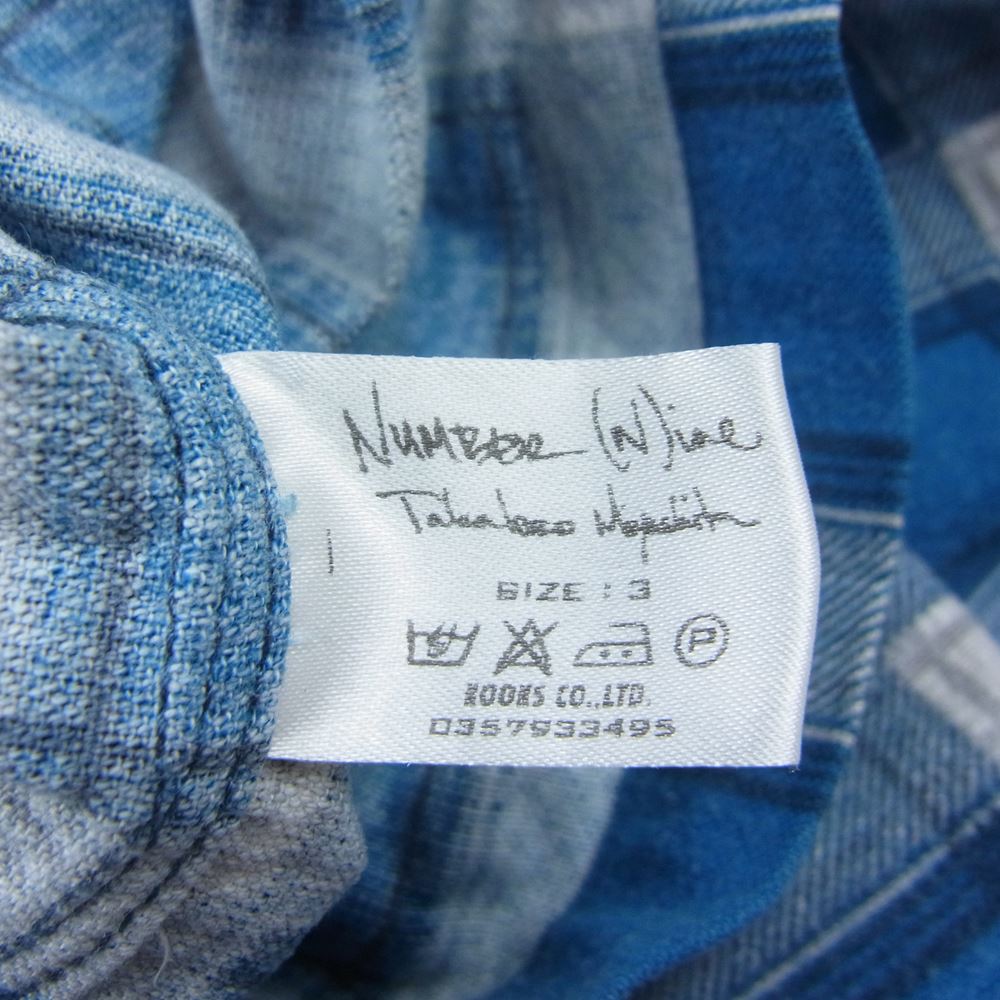 NUMBER(N)INE ナンバーナイン 03AW カート期 宮下貴裕 本人期 転写 プリントチェック ネルシャツ 長袖 ブルー系 3【中古】