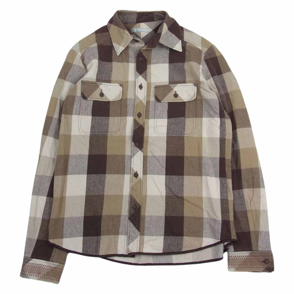 NUMBER(N)INE ナンバーナイン 02AW ジョージ期 宮下貴裕 本人期 ブロックチェック ネルシャツ 長袖 ブラウン系 ベージュ系 3【中古】