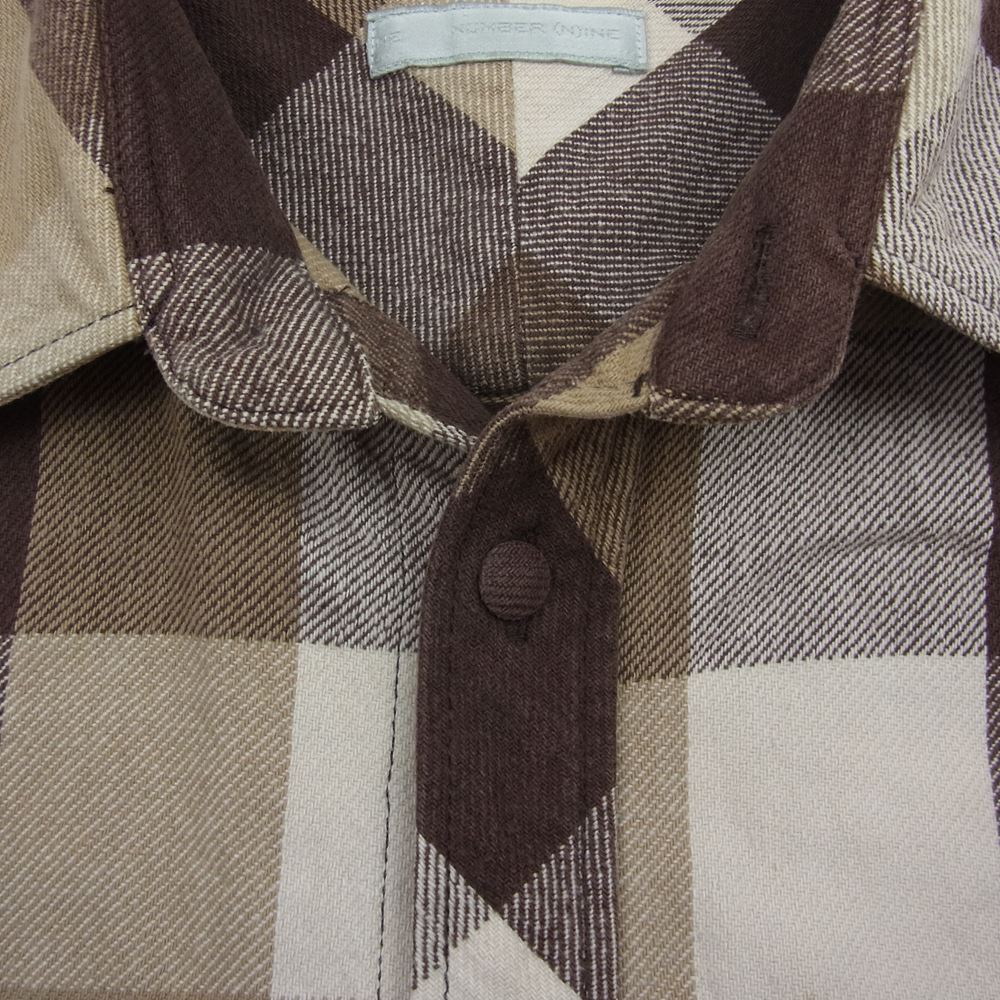 NUMBER(N)INE ナンバーナイン 02AW ジョージ期 宮下貴裕 本人期 ブロックチェック ネルシャツ 長袖 ブラウン系 ベージュ系 3【中古】