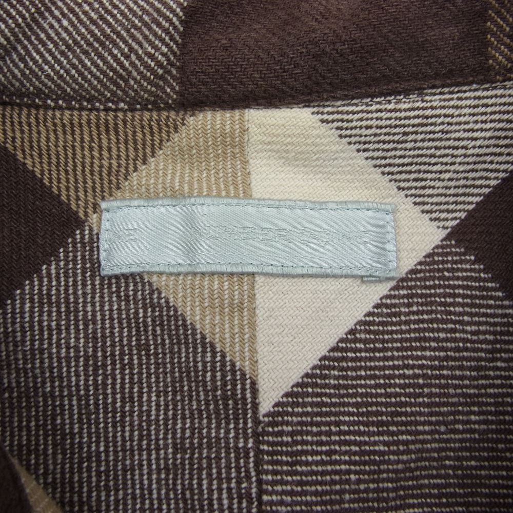 NUMBER(N)INE ナンバーナイン 02AW ジョージ期 宮下貴裕 本人期 ブロックチェック ネルシャツ 長袖 ブラウン系 ベージュ系 3【中古】