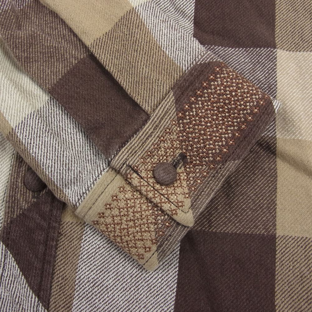 NUMBER(N)INE ナンバーナイン 02AW ジョージ期 宮下貴裕 本人期 ブロックチェック ネルシャツ 長袖 ブラウン系 ベージュ系 3【中古】