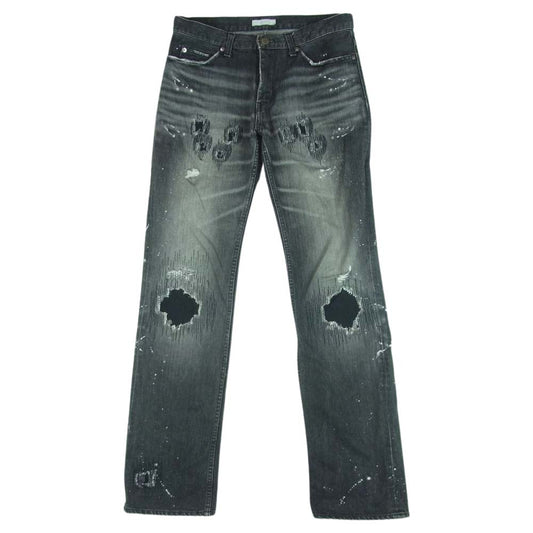 NUMBER(N)INE ナンバーナイン 01AW STANDARD期 宮下貴裕 本人期 スタンダード グランジ デニム ペイント ririジップ パンツ グレー系 3【中古】