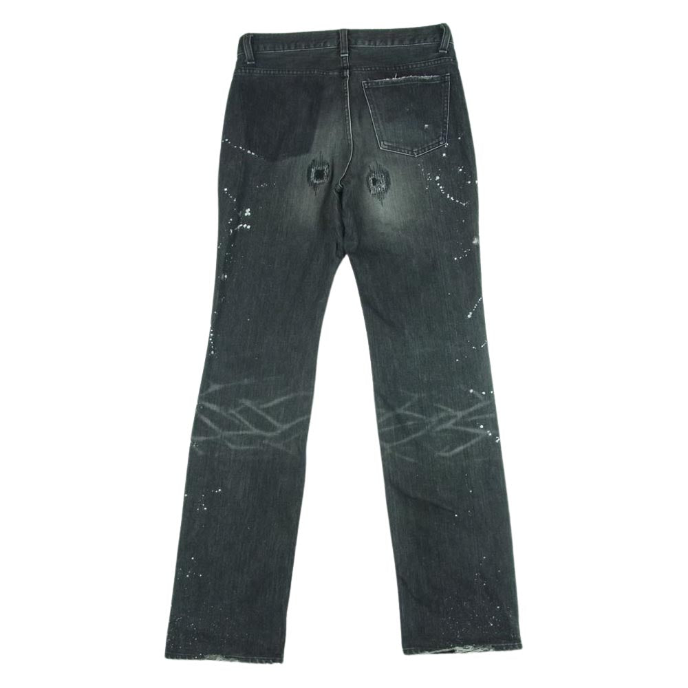 NUMBER(N)INE ナンバーナイン 01AW STANDARD期 宮下貴裕 本人期 スタンダード グランジ デニム ペイント ririジップ パンツ グレー系 3【中古】