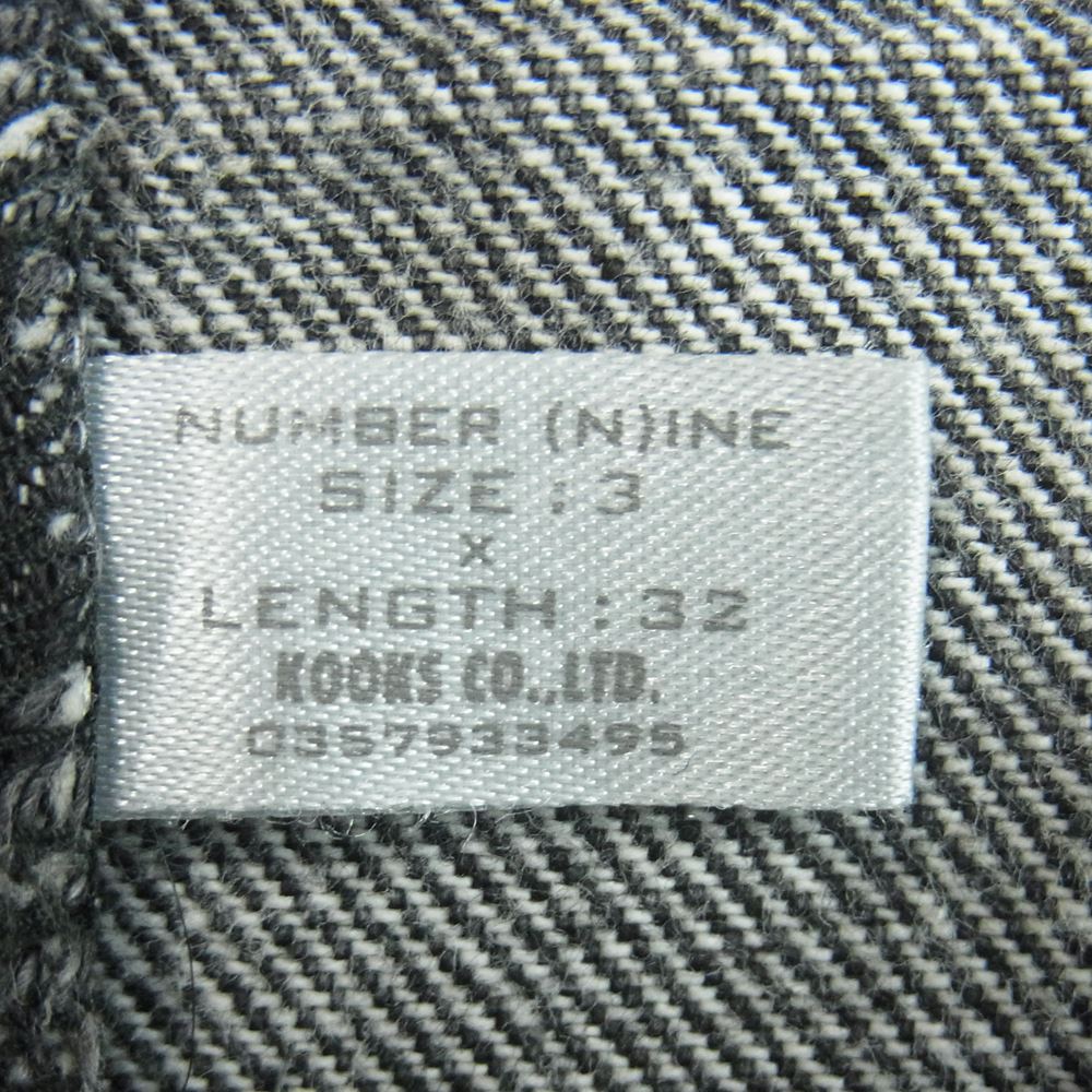 NUMBER(N)INE ナンバーナイン 01AW STANDARD期 宮下貴裕 本人期 スタンダード グランジ デニム ペイント ririジップ パンツ グレー系 3【中古】