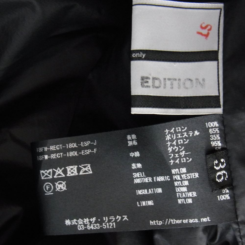 リラクス 18AW 18FW-RECT-180L-ESP-J edition別注 DOWN JACKET ダウン ジャケット ブラック系 36【中古】