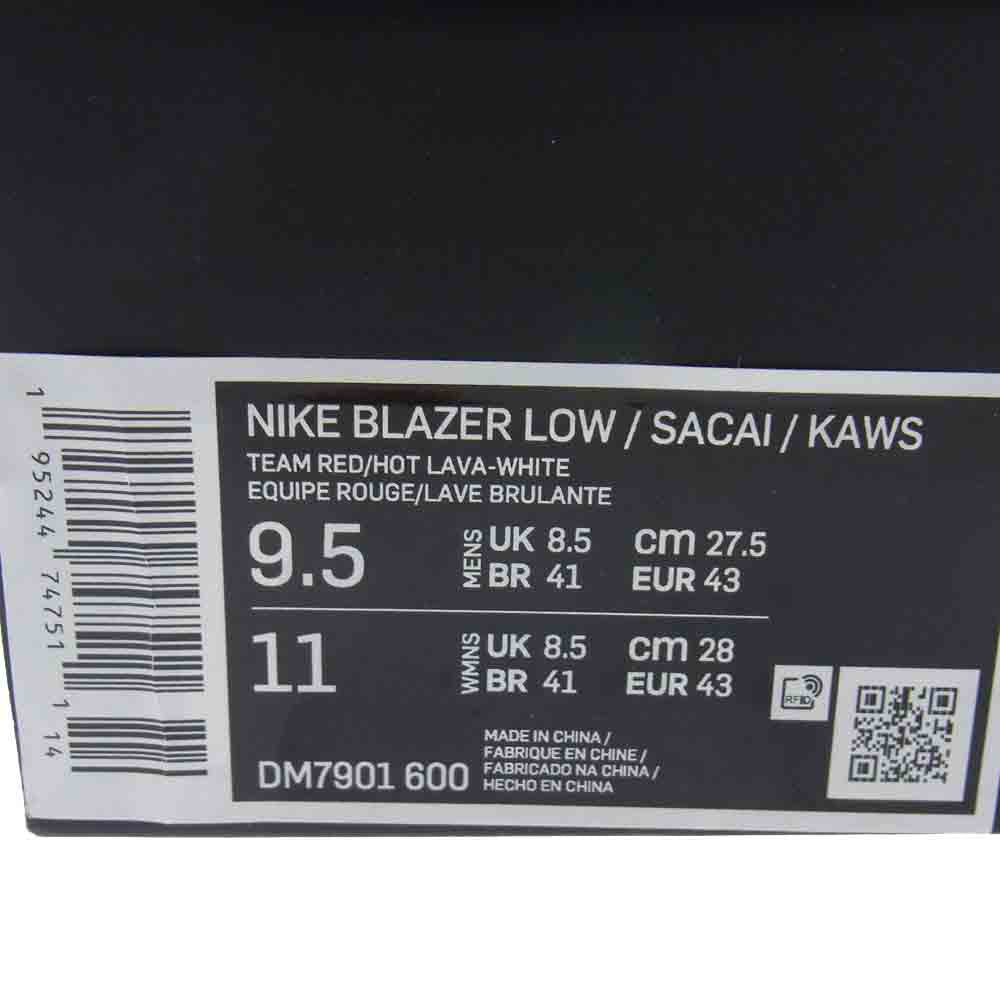 NIKE ナイキ DM7901-600 × KAWS カウズ × SACAI サカイ Blazer Low Team Red ブレーザー ロー チームレッド スニーカー チームレッド  27.5cm【中古】