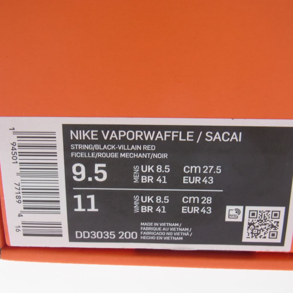 NIKE ナイキ DD3035-200 × sacai サカイ Vapor Waffle String/Red/Green ヴェイパー ワッフル ストリング グリーン スニーカー  STRING/BLACK-VILLAIN RED-NEPTUNE GREEN 27.5cm【中古】