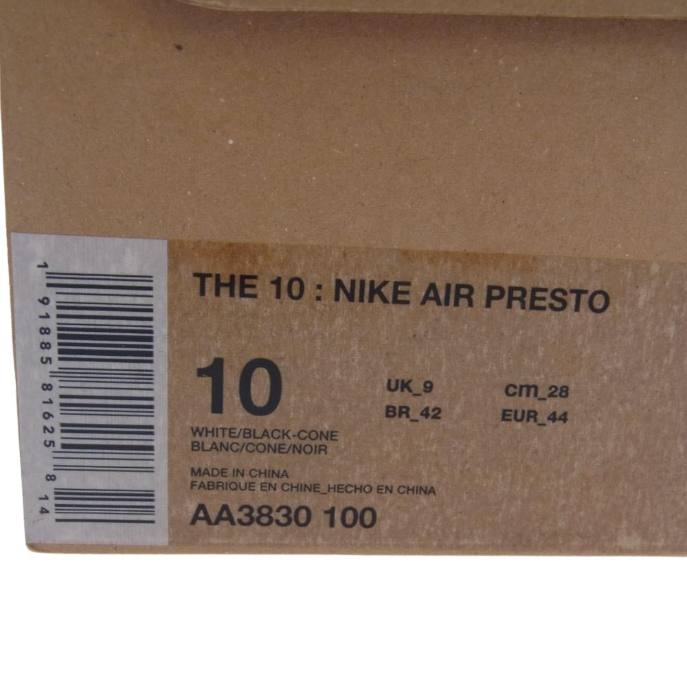 NIKE ナイキ AA3830-100 × OFF-WHITE オフホワイト Air Presto White エアプレスト ホワイト THE TEN 10 ザテン スニーカー ホワイト系 28cm【中古】