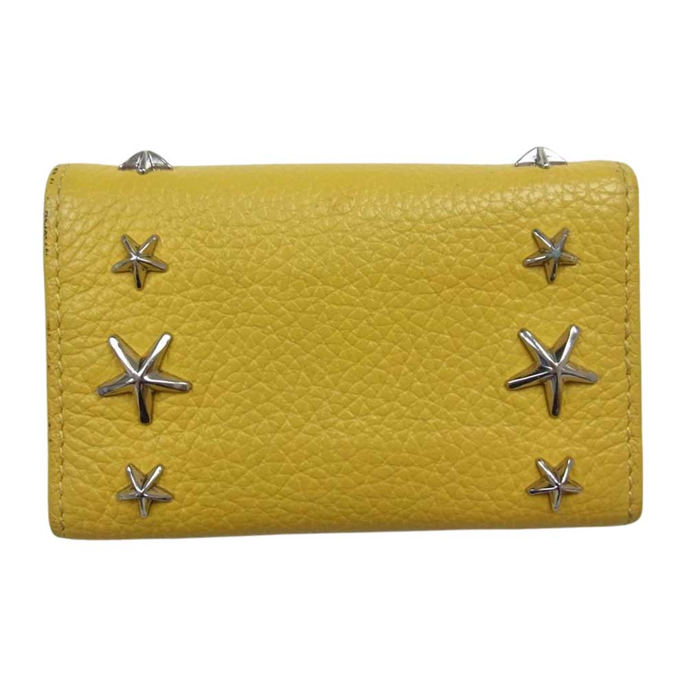 JIMMY CHOO ジミーチュウ UUF 000738 SOFT GRAINY CALF W/SRARS スター スタッズ キーケース イエロー系【中古】